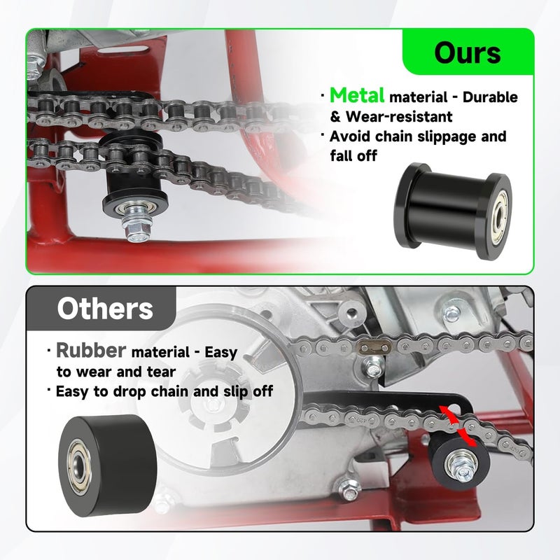 XIKOBY Mini Bike Chain Tensioner Adjuster Bracket & 420 Chain 132 Links Compatible with Coleman CT200U BT200X CT200U-EX Predator 212cc 196cc 6.5HP Mini Bike Parts with Master Link 8mm Chain Roller - Image 3